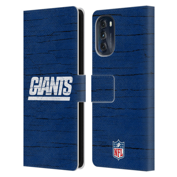 NFL New York Giants Logo Distressed Look Leather Book Wallet Case Cover For Motorola Moto G (2022)