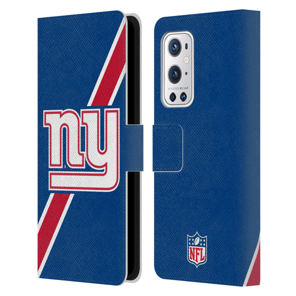 NFL New York Giants Logo Stripes Leather Book Wallet Case Cover For OnePlus 9 Pro