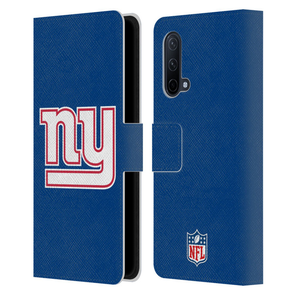 NFL New York Giants Logo Plain Leather Book Wallet Case Cover For OnePlus Nord CE 5G