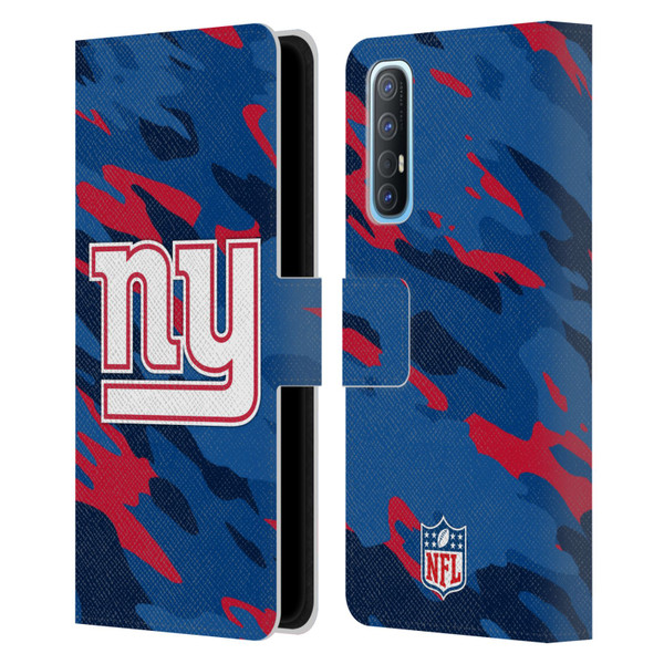 NFL New York Giants Logo Camou Leather Book Wallet Case Cover For OPPO Find X2 Neo 5G