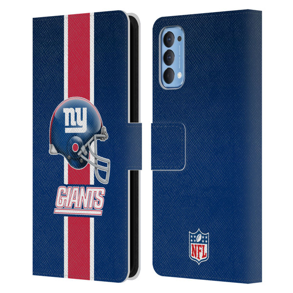 NFL New York Giants Logo Helmet Leather Book Wallet Case Cover For OPPO Reno 4 5G