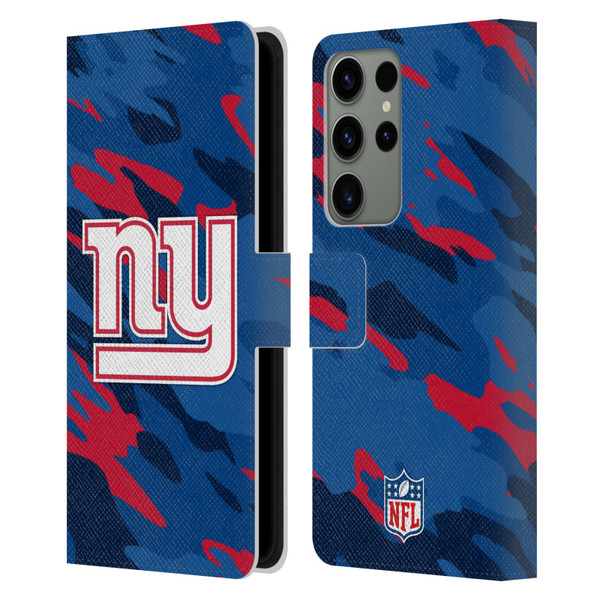 NFL New York Giants Logo Camou Leather Book Wallet Case Cover For Samsung Galaxy S23 Ultra 5G