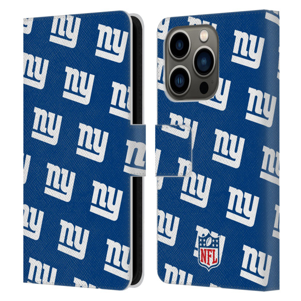 NFL New York Giants Artwork Patterns Leather Book Wallet Case Cover For Apple iPhone 14 Pro