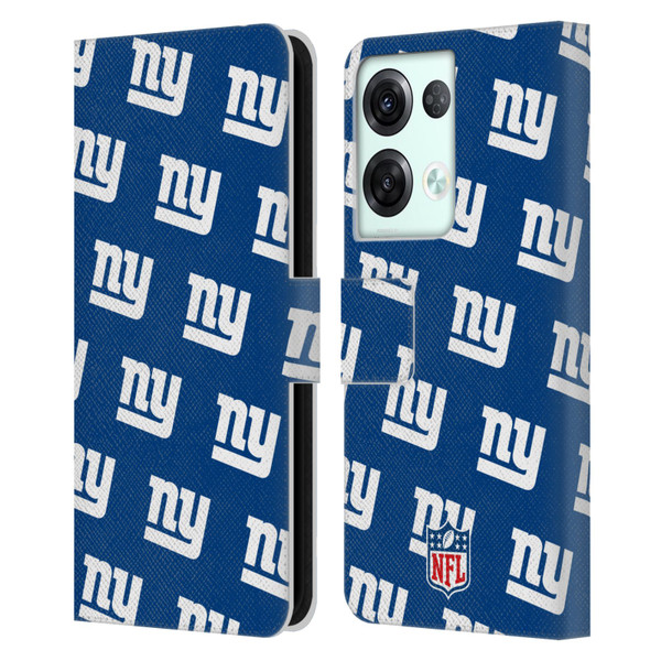 NFL New York Giants Artwork Patterns Leather Book Wallet Case Cover For OPPO Reno8 Pro
