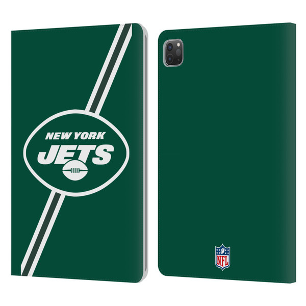 NFL New York Jets Logo Stripes Leather Book Wallet Case Cover For Apple iPad Pro 11 2020 / 2021 / 2022