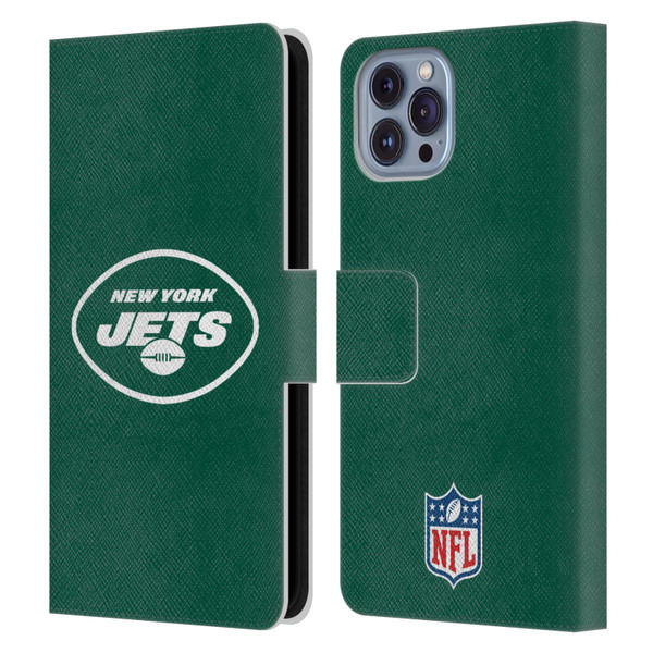 NFL New York Jets Logo Plain Leather Book Wallet Case Cover For Apple iPhone 14