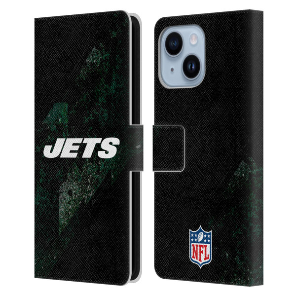 NFL New York Jets Logo Blur Leather Book Wallet Case Cover For Apple iPhone 14 Plus