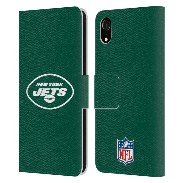 NFL New York Jets Logo Plain Leather Book Wallet Case Cover For Apple iPhone XR