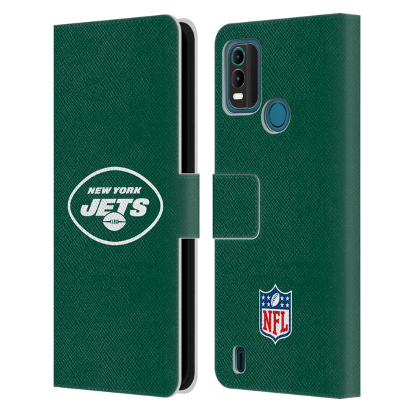 NFL New York Jets Logo Plain Leather Book Wallet Case Cover For Nokia G11 Plus