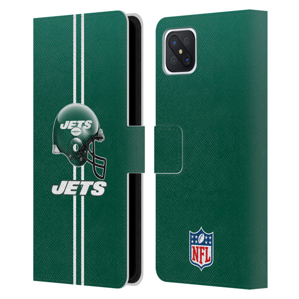 NFL New York Jets Logo Helmet Leather Book Wallet Case Cover For OPPO Reno4 Z 5G