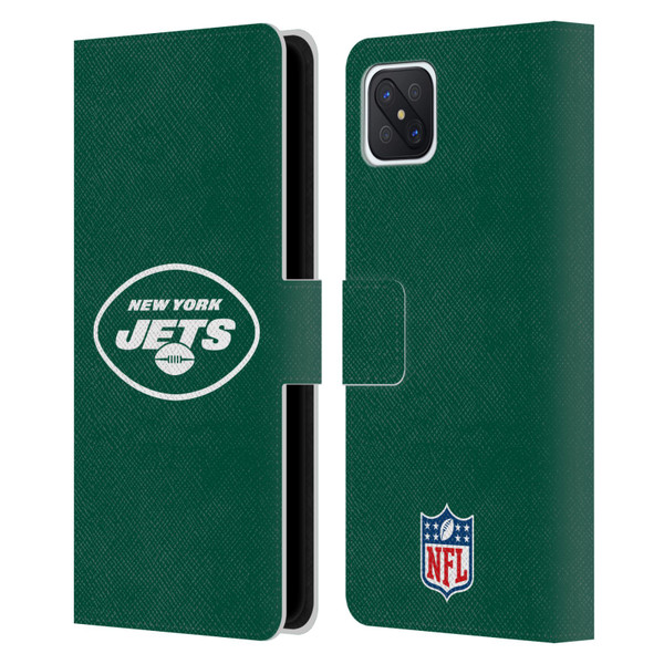 NFL New York Jets Logo Plain Leather Book Wallet Case Cover For OPPO Reno4 Z 5G