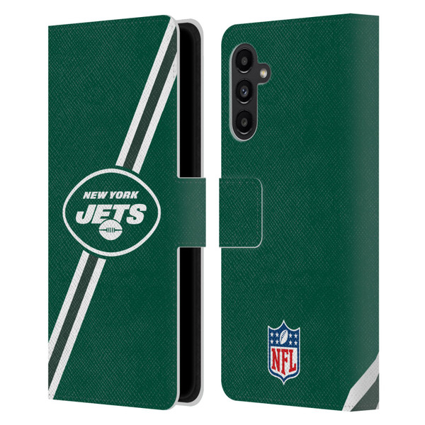 NFL New York Jets Logo Stripes Leather Book Wallet Case Cover For Samsung Galaxy A13 5G (2021)