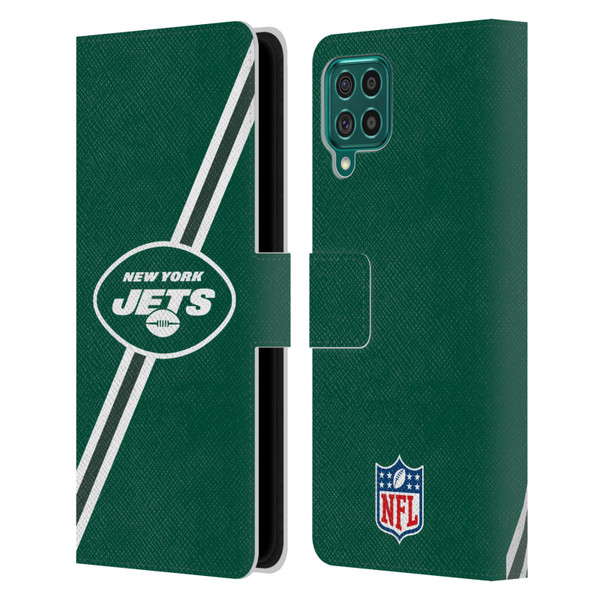 NFL New York Jets Logo Stripes Leather Book Wallet Case Cover For Samsung Galaxy F62 (2021)