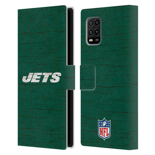 NFL New York Jets Logo Distressed Look Leather Book Wallet Case Cover For Xiaomi Mi 10 Lite 5G