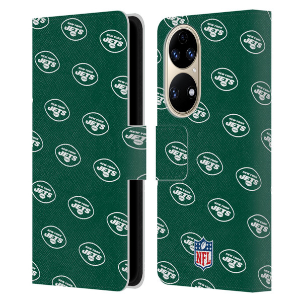 NFL New York Jets Artwork Patterns Leather Book Wallet Case Cover For Huawei P50