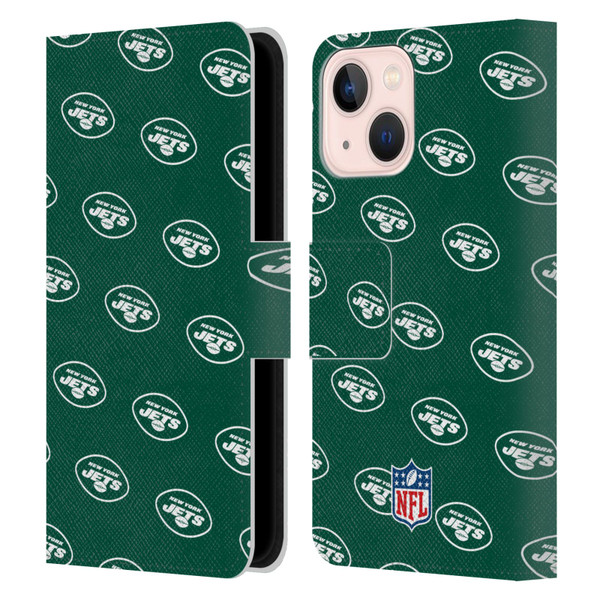 NFL New York Jets Artwork Patterns Leather Book Wallet Case Cover For Apple iPhone 13 Mini