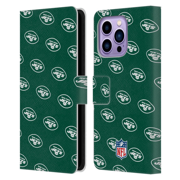 NFL New York Jets Artwork Patterns Leather Book Wallet Case Cover For Apple iPhone 14 Pro Max