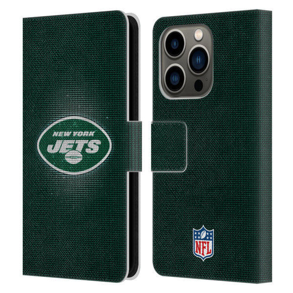 NFL New York Jets Artwork LED Leather Book Wallet Case Cover For Apple iPhone 14 Pro