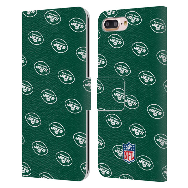 NFL New York Jets Artwork Patterns Leather Book Wallet Case Cover For Apple iPhone 7 Plus / iPhone 8 Plus