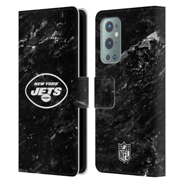 NFL New York Jets Artwork Marble Leather Book Wallet Case Cover For OnePlus 9