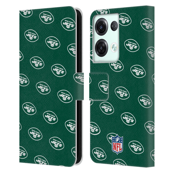 NFL New York Jets Artwork Patterns Leather Book Wallet Case Cover For OPPO Reno8 Pro