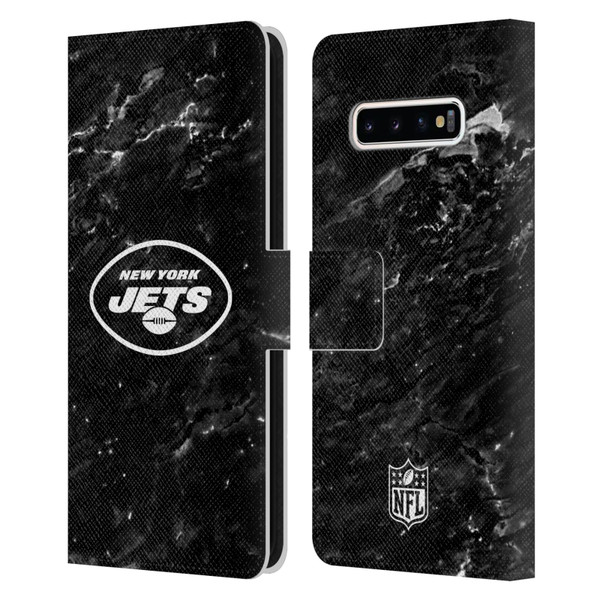 NFL New York Jets Artwork Marble Leather Book Wallet Case Cover For Samsung Galaxy S10+ / S10 Plus