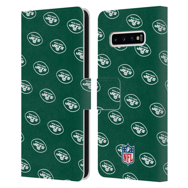 NFL New York Jets Artwork Patterns Leather Book Wallet Case Cover For Samsung Galaxy S10+ / S10 Plus