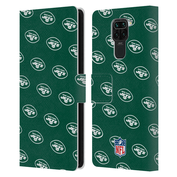 NFL New York Jets Artwork Patterns Leather Book Wallet Case Cover For Xiaomi Redmi Note 9 / Redmi 10X 4G