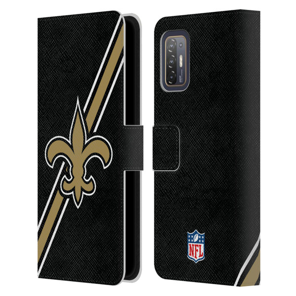 NFL New Orleans Saints Logo Stripes Leather Book Wallet Case Cover For HTC Desire 21 Pro 5G