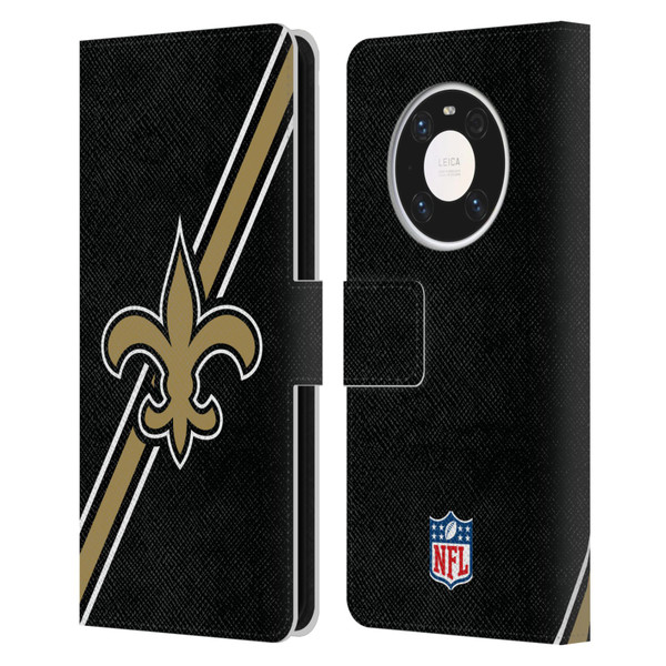 NFL New Orleans Saints Logo Stripes Leather Book Wallet Case Cover For Huawei Mate 40 Pro 5G