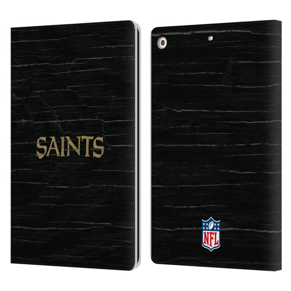 NFL New Orleans Saints Logo Distressed Look Leather Book Wallet Case Cover For Apple iPad 10.2 2019/2020/2021