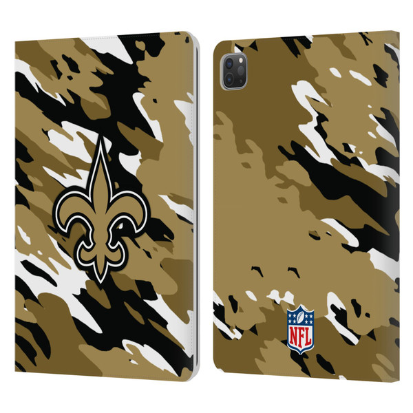 NFL New Orleans Saints Logo Camou Leather Book Wallet Case Cover For Apple iPad Pro 11 2020 / 2021 / 2022