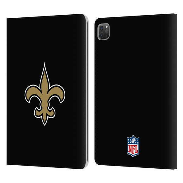 NFL New Orleans Saints Logo Plain Leather Book Wallet Case Cover For Apple iPad Pro 11 2020 / 2021 / 2022