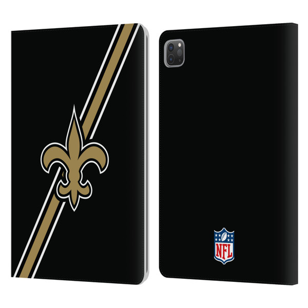 NFL New Orleans Saints Logo Stripes Leather Book Wallet Case Cover For Apple iPad Pro 11 2020 / 2021 / 2022