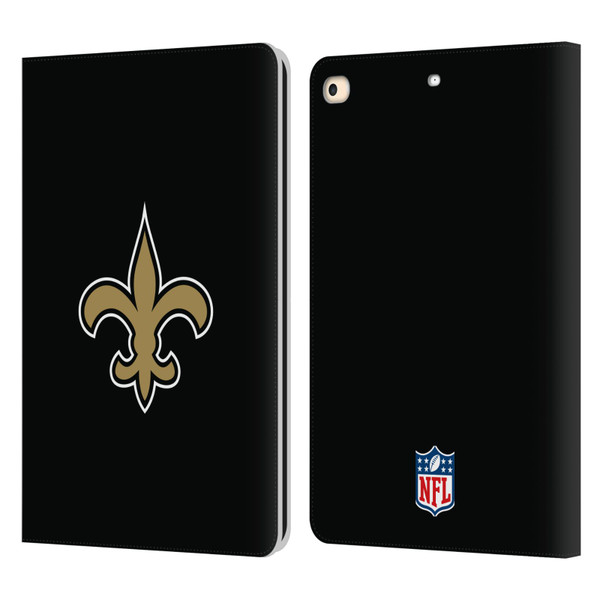 NFL New Orleans Saints Logo Plain Leather Book Wallet Case Cover For Apple iPad 9.7 2017 / iPad 9.7 2018