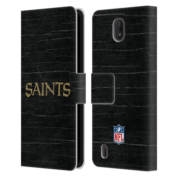 NFL New Orleans Saints Logo Distressed Look Leather Book Wallet Case Cover For Nokia C01 Plus/C1 2nd Edition