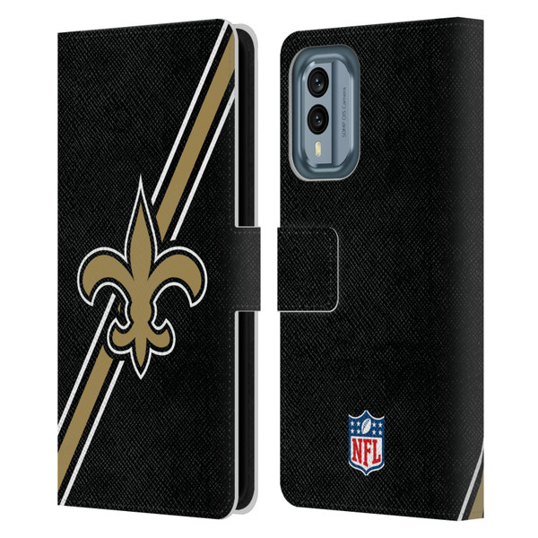 NFL New Orleans Saints Logo Stripes Leather Book Wallet Case Cover For Nokia X30