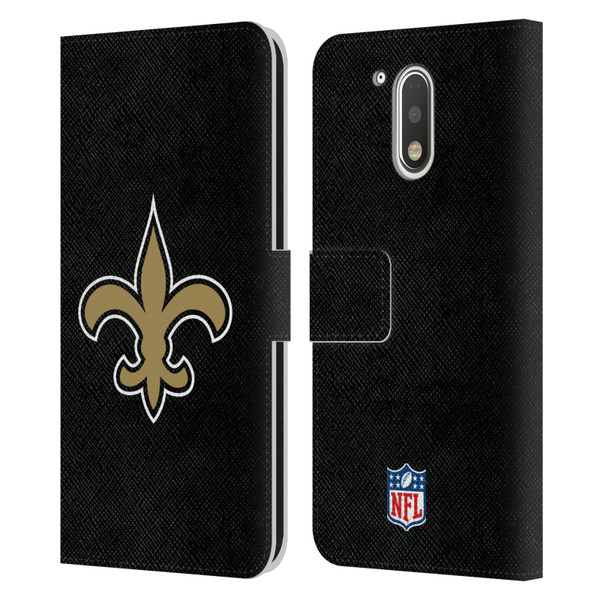 NFL New Orleans Saints Logo Plain Leather Book Wallet Case Cover For Motorola Moto G41