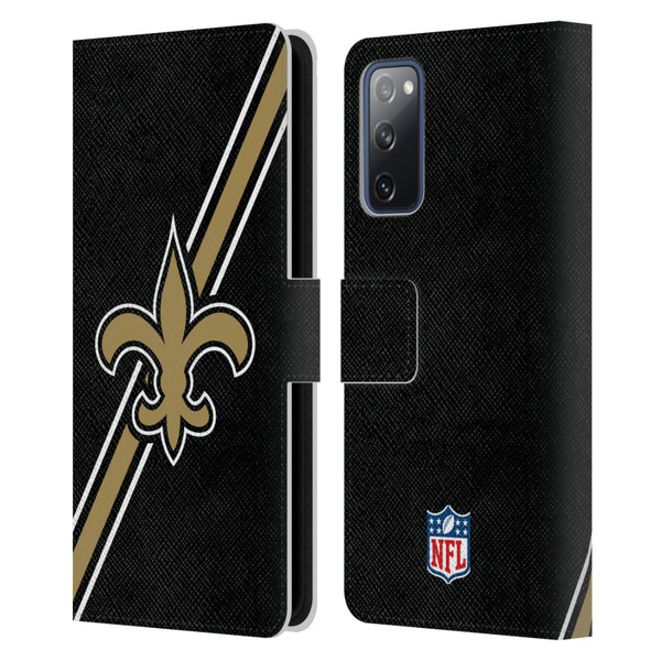 NFL New Orleans Saints Logo Stripes Leather Book Wallet Case Cover For Samsung Galaxy S20 FE / 5G