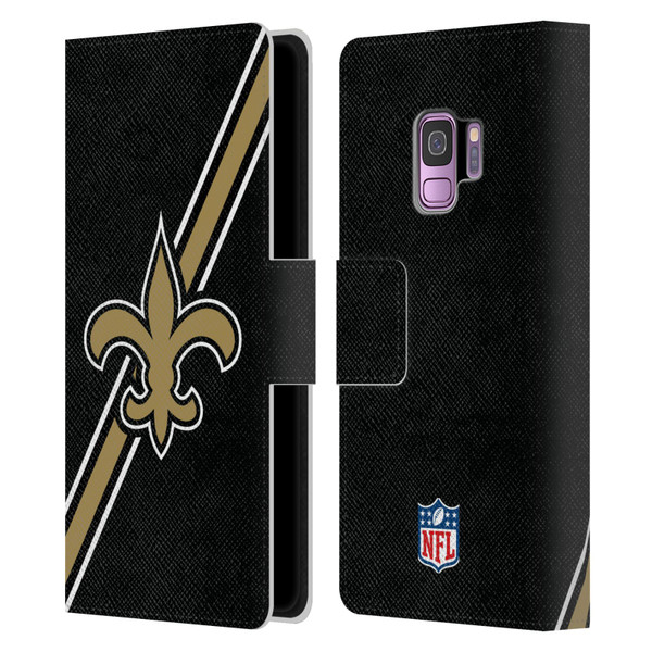 NFL New Orleans Saints Logo Stripes Leather Book Wallet Case Cover For Samsung Galaxy S9