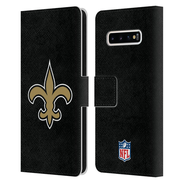 NFL New Orleans Saints Logo Plain Leather Book Wallet Case Cover For Samsung Galaxy S10+ / S10 Plus