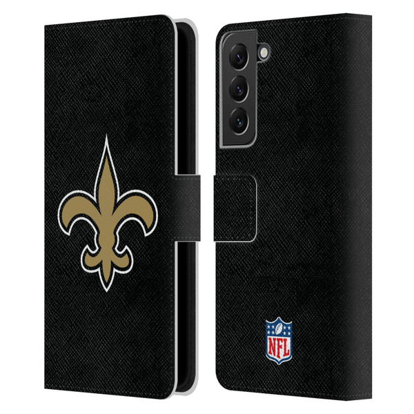 NFL New Orleans Saints Logo Plain Leather Book Wallet Case Cover For Samsung Galaxy S22+ 5G