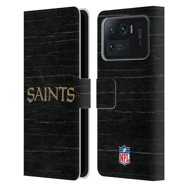 NFL New Orleans Saints Logo Distressed Look Leather Book Wallet Case Cover For Xiaomi Mi 11 Ultra