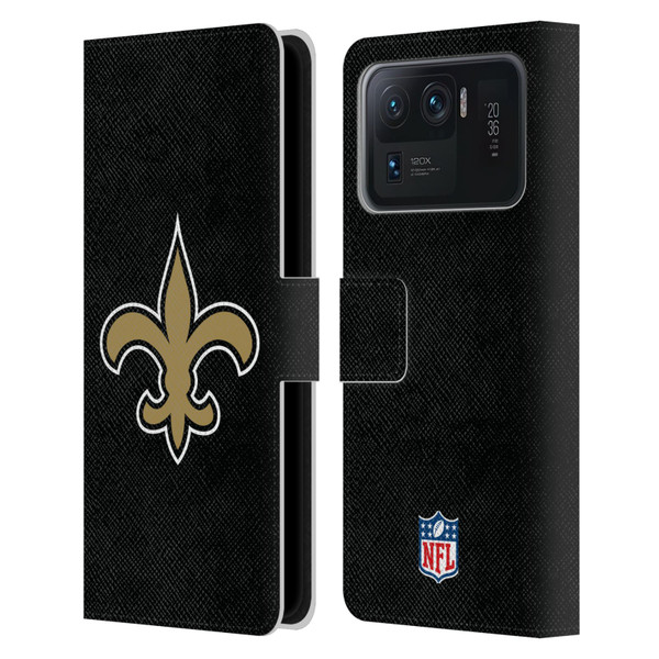 NFL New Orleans Saints Logo Plain Leather Book Wallet Case Cover For Xiaomi Mi 11 Ultra