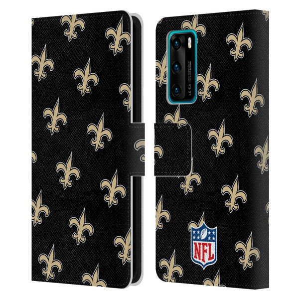 NFL New Orleans Saints Artwork Patterns Leather Book Wallet Case Cover For Huawei P40 5G