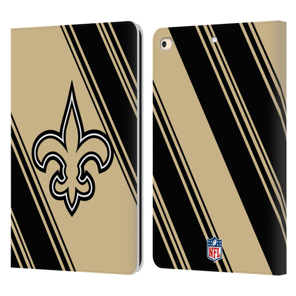 NFL New Orleans Saints Artwork Stripes Leather Book Wallet Case Cover For Apple iPad 9.7 2017 / iPad 9.7 2018
