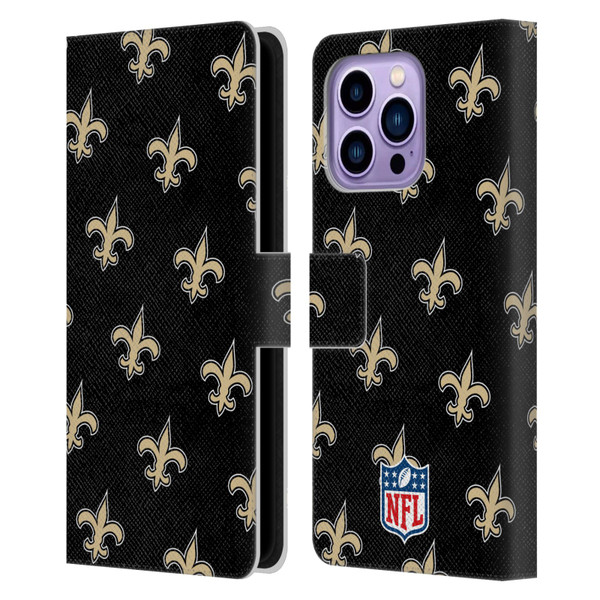 NFL New Orleans Saints Artwork Patterns Leather Book Wallet Case Cover For Apple iPhone 14 Pro Max