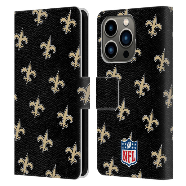 NFL New Orleans Saints Artwork Patterns Leather Book Wallet Case Cover For Apple iPhone 14 Pro