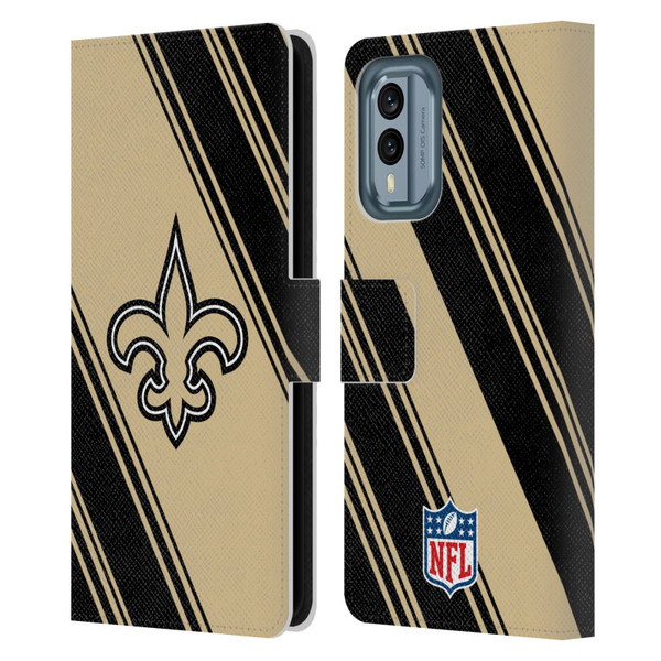 NFL New Orleans Saints Artwork Stripes Leather Book Wallet Case Cover For Nokia X30