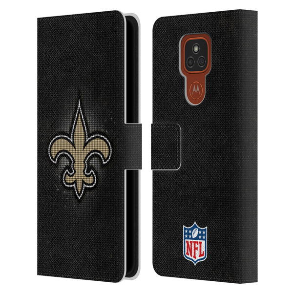 NFL New Orleans Saints Artwork LED Leather Book Wallet Case Cover For Motorola Moto E7 Plus